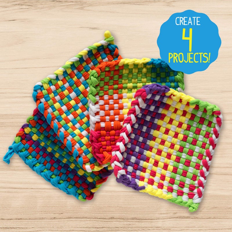 Made By Me Easy Steps Weaving Loom for Kids, Includes 165 Loom Loops & 1 Weaving Loom with Loom Hook, Makes 4 Projects, Hook & Loop Potholder Kit, DIY Weaving Kit, Potholder Loom Kit, Kids Crafts - Image 5